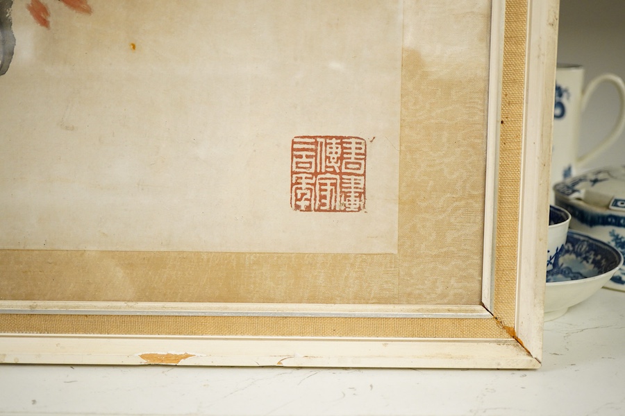 Late 19th century, Chinese School, Botanical study, signed with character marks and red seal marks, watercolour, 38 x 48cm